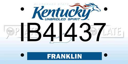 IB4I437 Kentucky License Plate