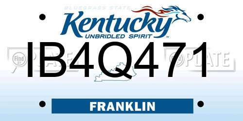 IB4Q471 Kentucky License Plate