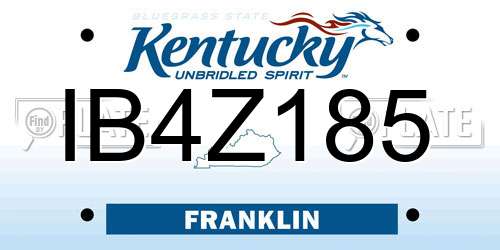 IB4Z185 Kentucky License Plate