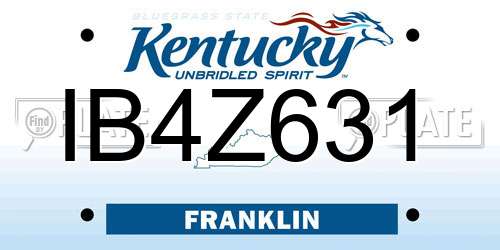 IB4Z631 Kentucky License Plate