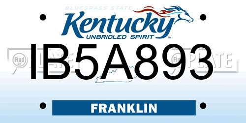 IB5A893 Kentucky License Plate