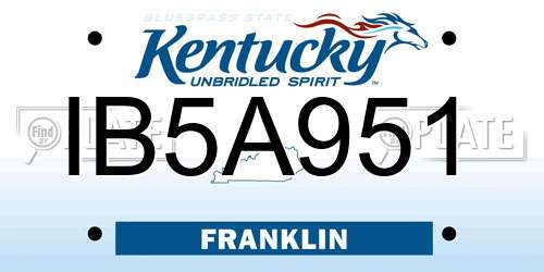 IB5A951 Kentucky License Plate