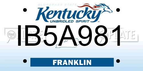 IB5A981 Kentucky License Plate