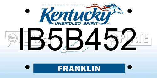 IB5B452 Kentucky License Plate