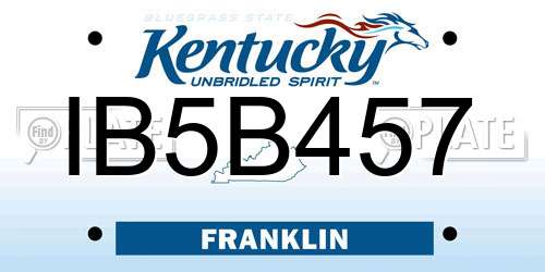 IB5B457 Kentucky License Plate
