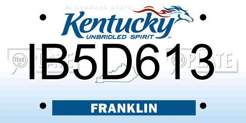 IB5D613 Kentucky License Plate