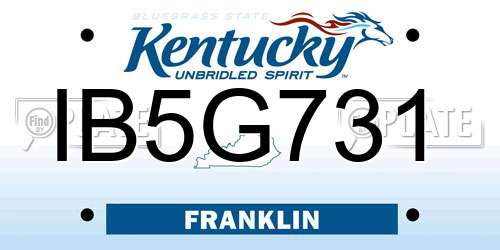 IB5G731 Kentucky License Plate