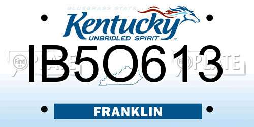 IB5O613 Kentucky License Plate