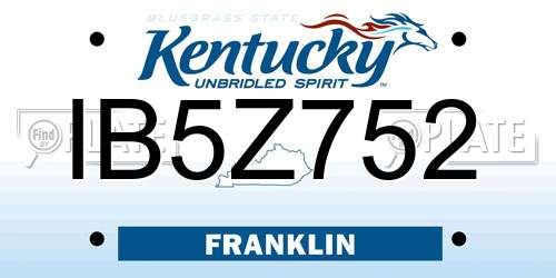 IB5Z752 Kentucky License Plate