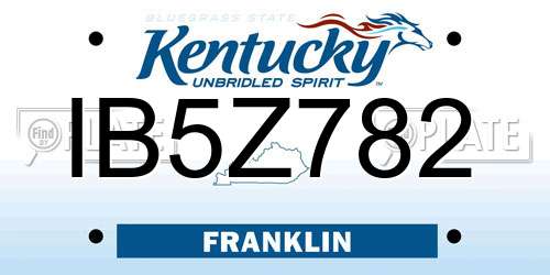 IB5Z782 Kentucky License Plate