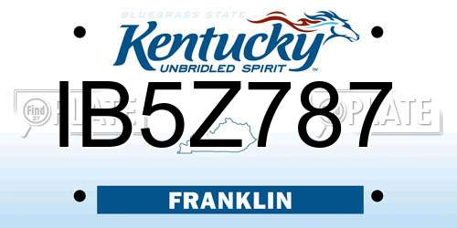 IB5Z787 Kentucky License Plate