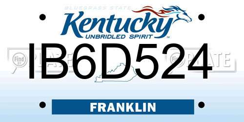 IB6D524 Kentucky License Plate