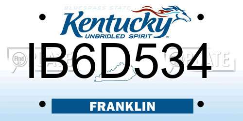 IB6D534 Kentucky License Plate