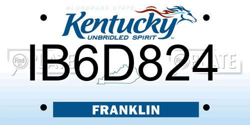 IB6D824 Kentucky License Plate