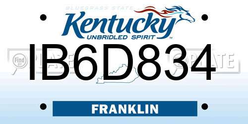 IB6D834 Kentucky License Plate