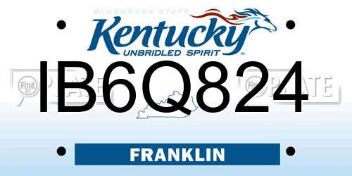 IB6Q824 Kentucky License Plate