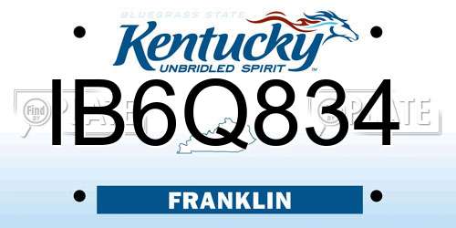 IB6Q834 Kentucky License Plate