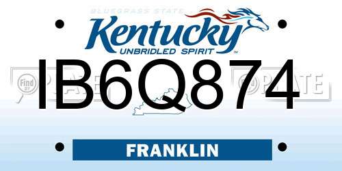 IB6Q874 Kentucky License Plate