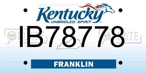 IB78778 Kentucky License Plate