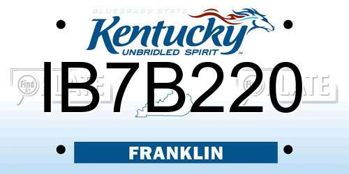 IB7B220 Kentucky License Plate