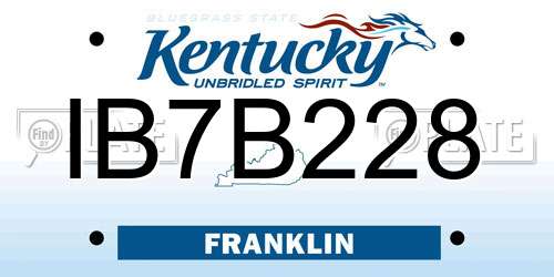 IB7B228 Kentucky License Plate