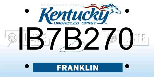 IB7B270 Kentucky License Plate