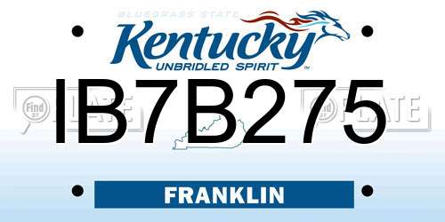 IB7B275 Kentucky License Plate