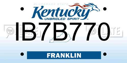 IB7B770 Kentucky License Plate