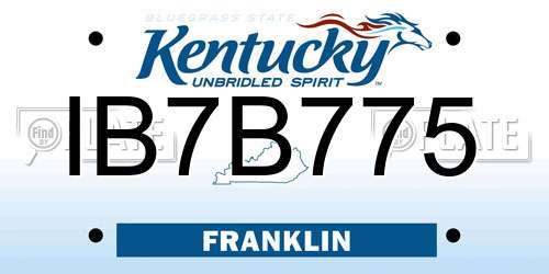IB7B775 Kentucky License Plate