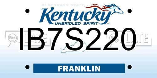 IB7S220 Kentucky License Plate