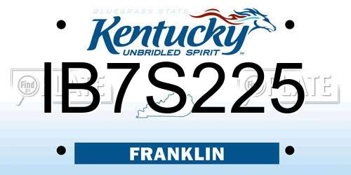 IB7S225 Kentucky License Plate