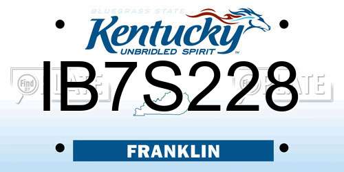 IB7S228 Kentucky License Plate