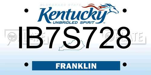 IB7S728 Kentucky License Plate