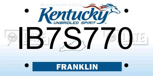IB7S770 Kentucky License Plate