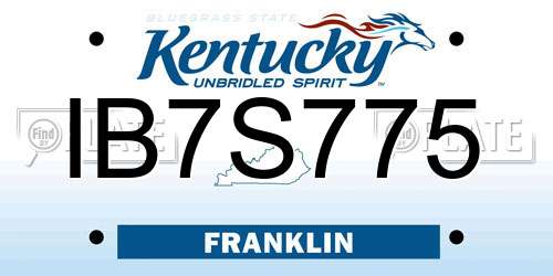 IB7S775 Kentucky License Plate