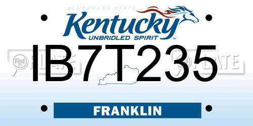IB7T235 Kentucky License Plate