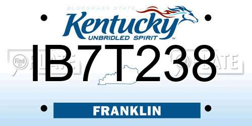IB7T238 Kentucky License Plate