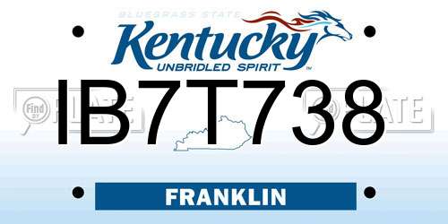 IB7T738 Kentucky License Plate