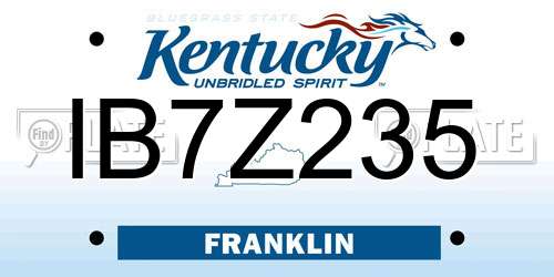 IB7Z235 Kentucky License Plate