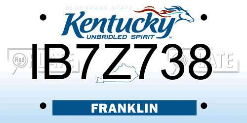IB7Z738 Kentucky License Plate