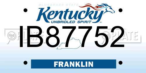 IB87752 Kentucky License Plate