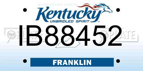 IB88452 Kentucky License Plate