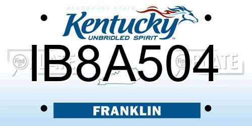 IB8A504 Kentucky License Plate
