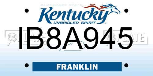 IB8A945 Kentucky License Plate