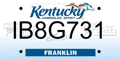 IB8G731 Kentucky License Plate