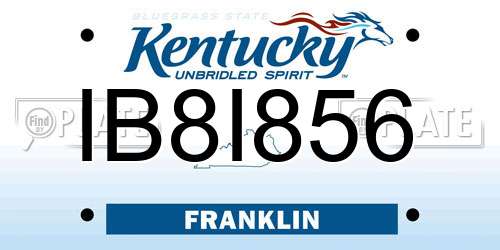 IB8I856 Kentucky License Plate