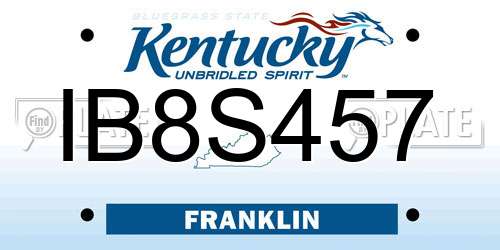 IB8S457 Kentucky License Plate