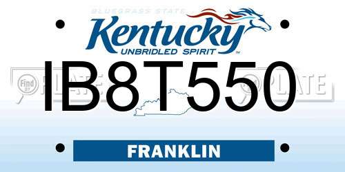IB8T550 Kentucky License Plate