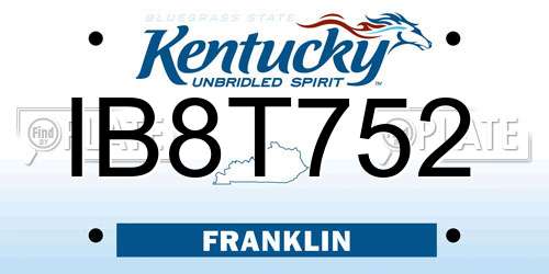 IB8T752 Kentucky License Plate