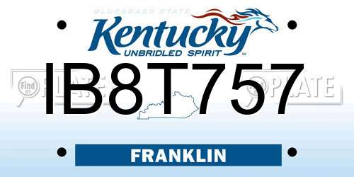 IB8T757 Kentucky License Plate
